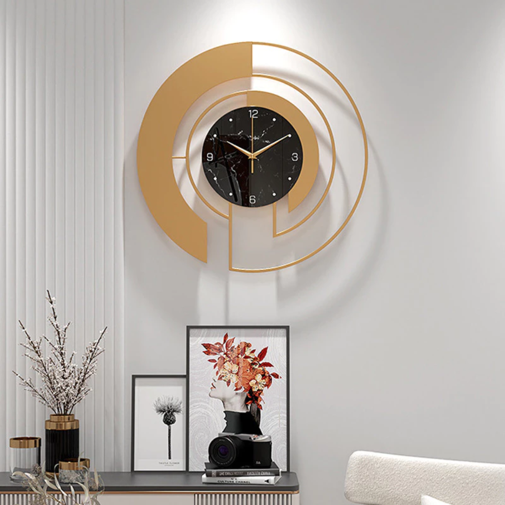 Metall-Wanduhr Rund Geometrisch Lautloses Uhrwerk