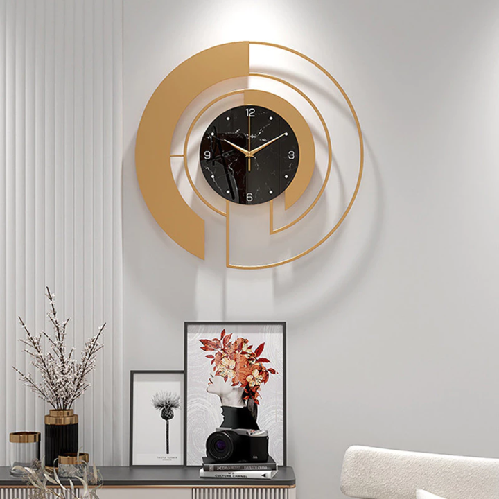 Metall-Wanduhr Rund Geometrisch Lautloses Uhrwerk