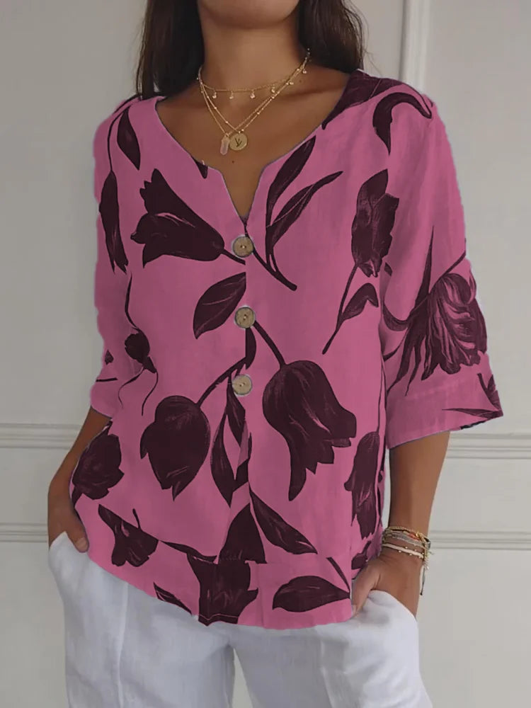 Printed V-Neck Tunic Top for Women