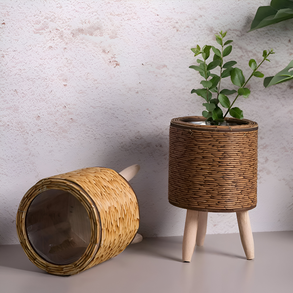 Künstlicher Korb Pflanzer Rustikaler Rattan Blumentopf