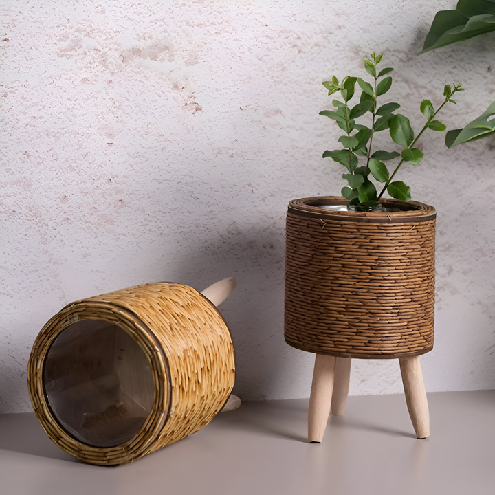 Künstlicher Korb Pflanzer Rustikaler Rattan Blumentopf