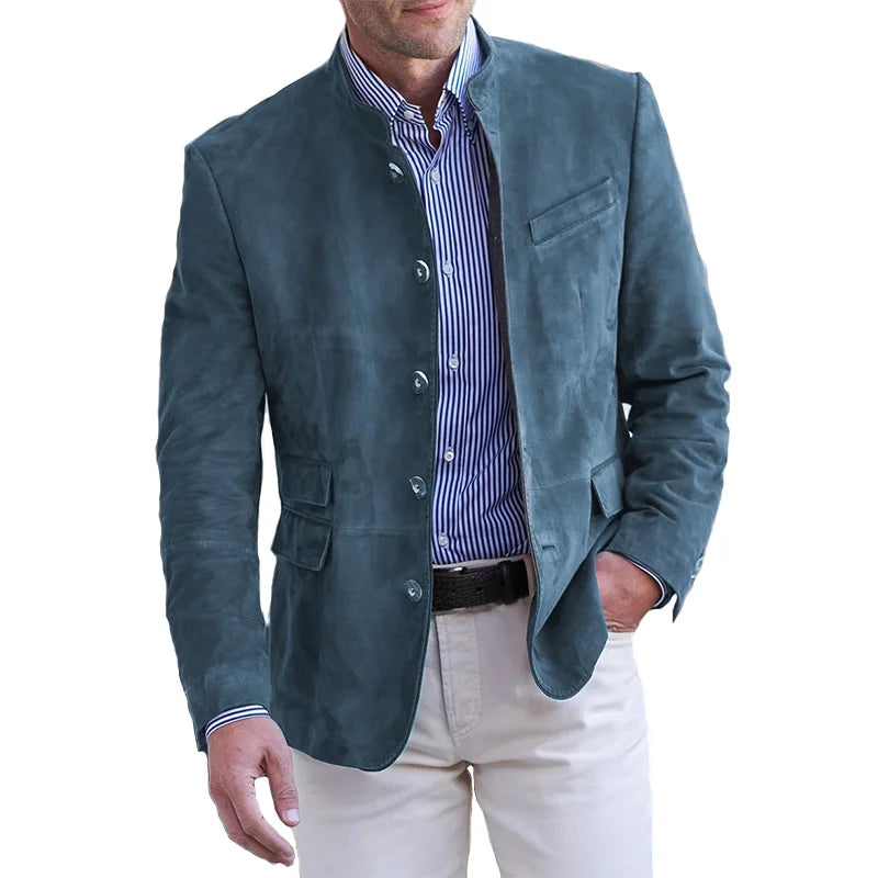 Men's smart casual blazer with stand-up collar