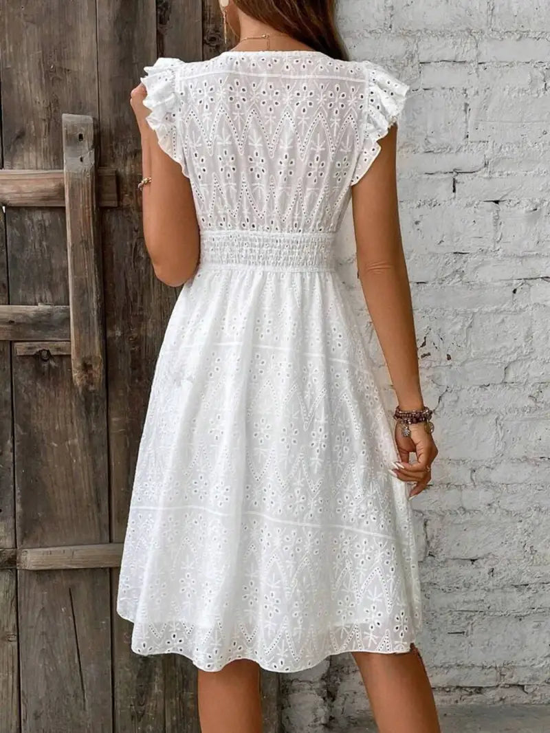 Flutter Sleeve Dress with Flowing Silhouette