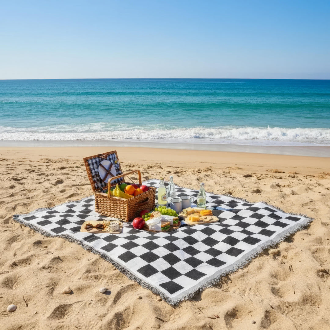 Picknickdecke aus weichem Mikrofaser mit kariertem Design