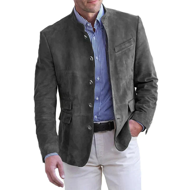 Men's smart casual blazer with stand-up collar