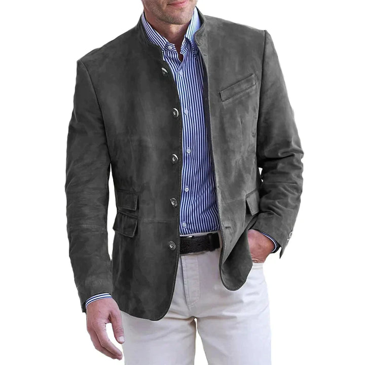 Men's smart casual blazer with stand-up collar