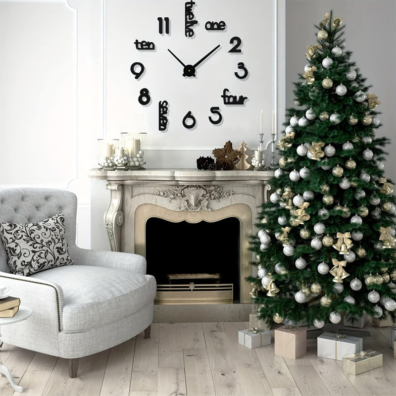 Modern 3D frameless wall clock for living room