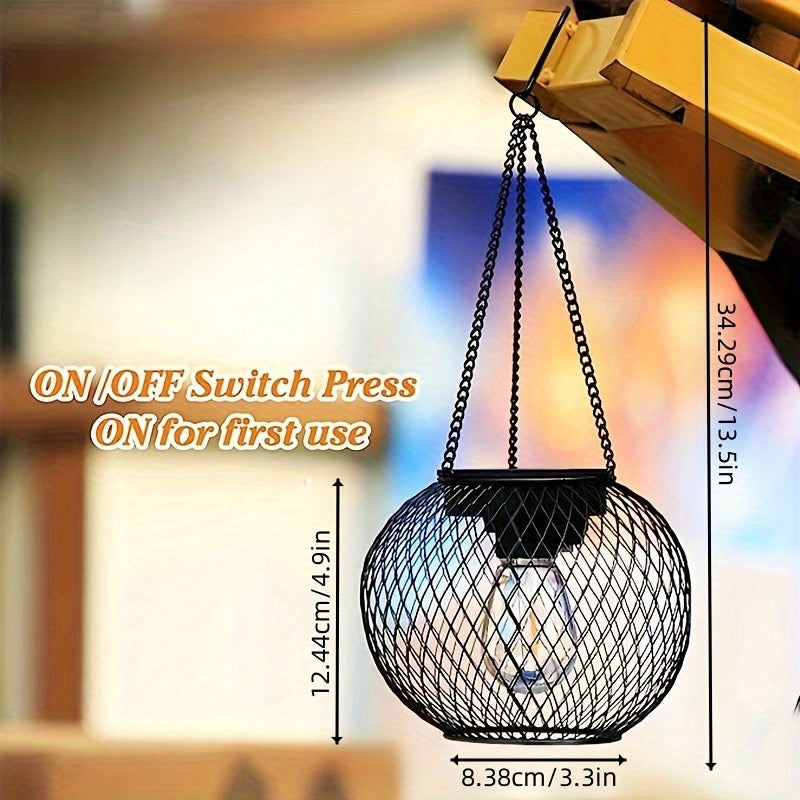 Solar lantern outdoor hanging lamp metal for garden and terrace