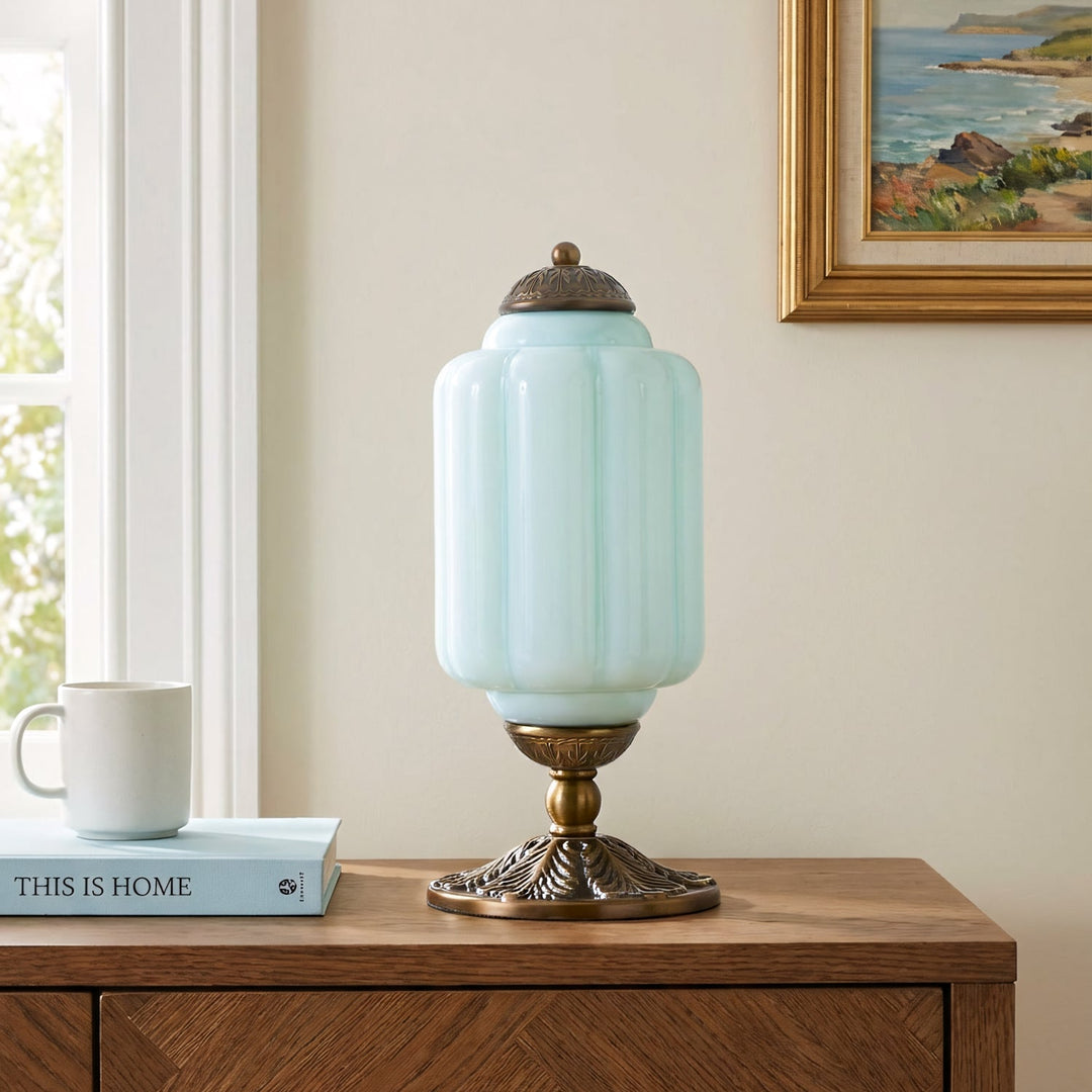 Table Lamp Glass Textured Cream Retro Design