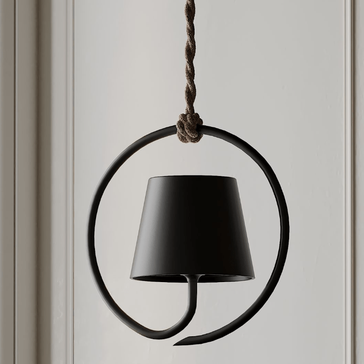 Rechargeable LED pendant light with ring structure for indoor &amp; outdoor use