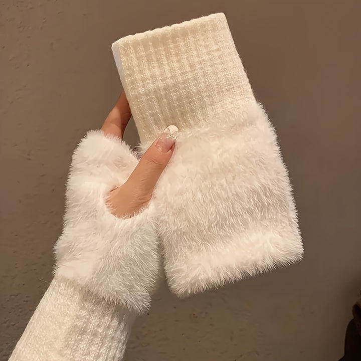 Fingerless winter gloves for women