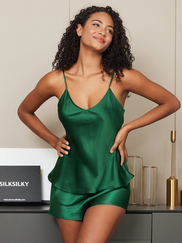 Women's Satin Pyjama Set with Sleeveless Design