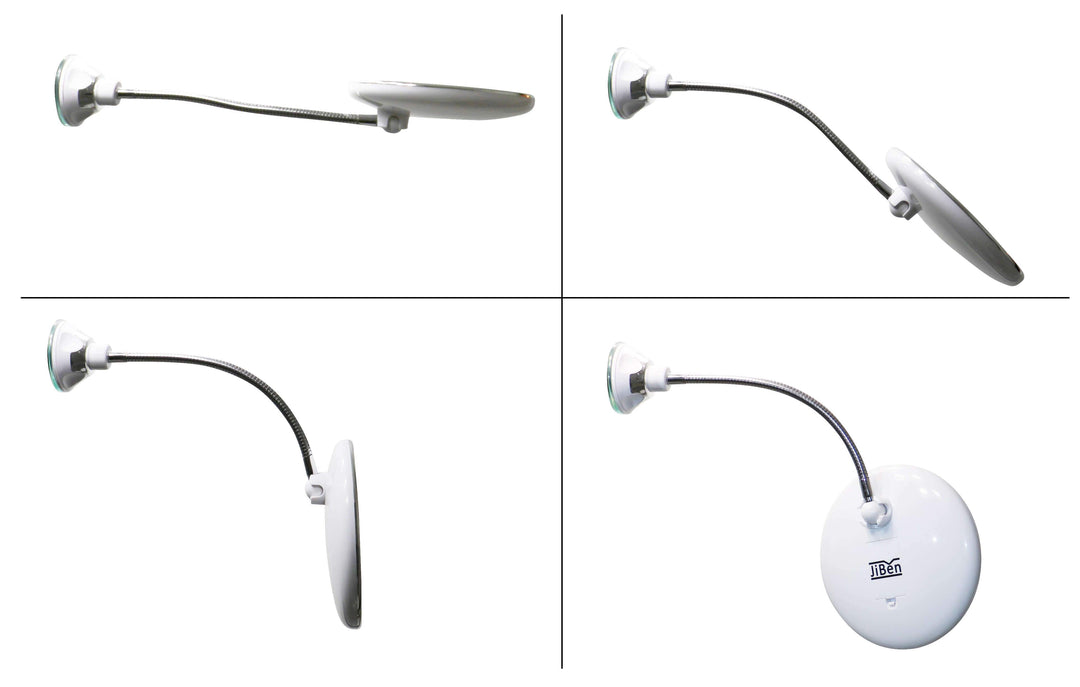 Adjustable LED cosmetic mirror with gooseneck