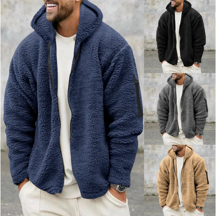 Men's Hooded Jacket with Zipper and Reversible Function