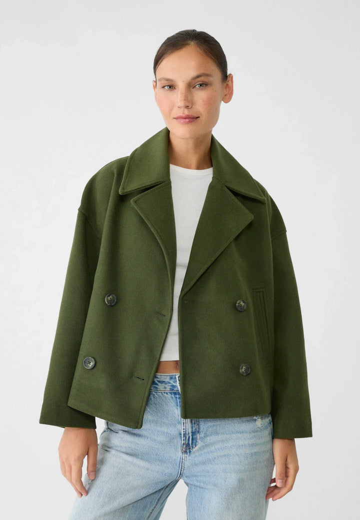 Women's Double-Breasted Short Jacket with Classic Cut