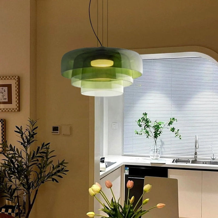 Moderne Pendelleuchte aus Glas & Metall – LED Hängeleuchte mit Warmlicht für Küche & Esszimmer