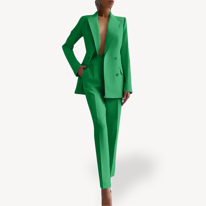 Women's trouser suit with blazer and straight cut