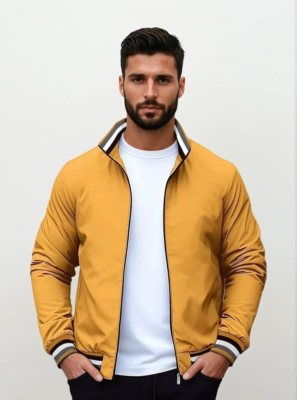 Men's Bomber Jacket with Zipper and Classic Cut 