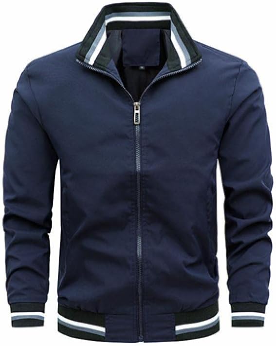 Men's Bomber Jacket with Zipper and Classic Cut 