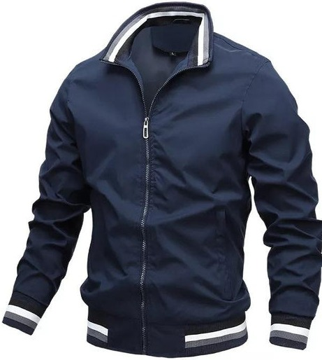 Men's Bomber Jacket with Zipper and Classic Cut 