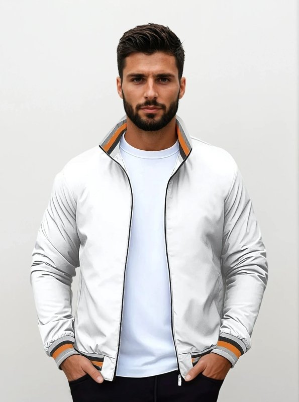 Men's Bomber Jacket with Zipper and Classic Cut 