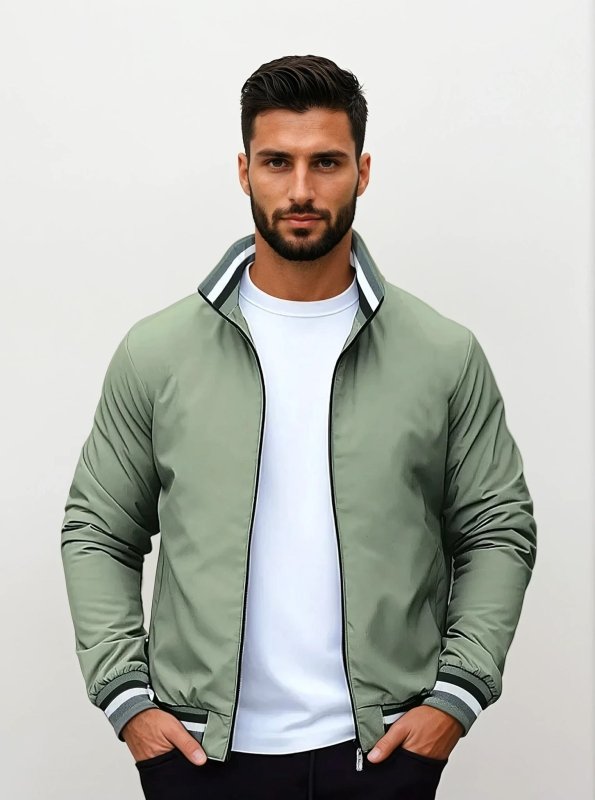 Men's Bomber Jacket with Zipper and Classic Cut 