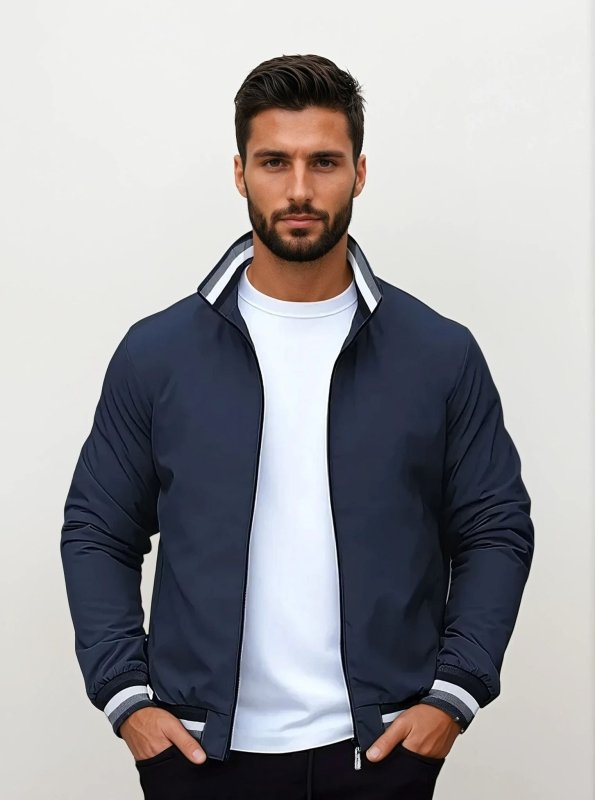 Men's Bomber Jacket with Zipper and Classic Cut 