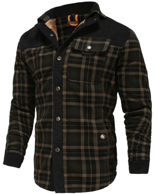 Men's jacket in a checkered design with a stand-up collar 