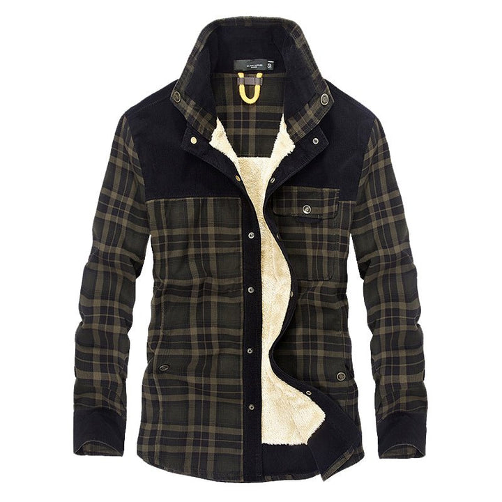 Men's jacket in a checkered design with a stand-up collar 