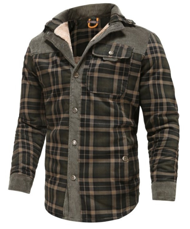 Men's jacket in a checkered design with a stand-up collar 