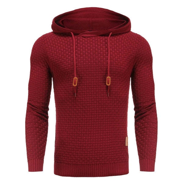 Men's Hoodie with Textured Pattern and Hood 