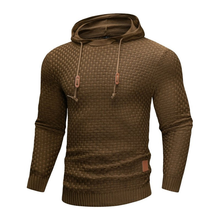 Men's Hoodie with Textured Pattern and Hood 