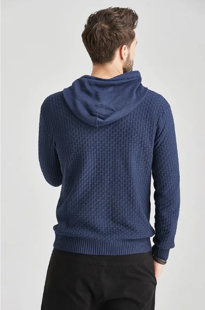 Men's Hoodie with Textured Pattern and Hood 