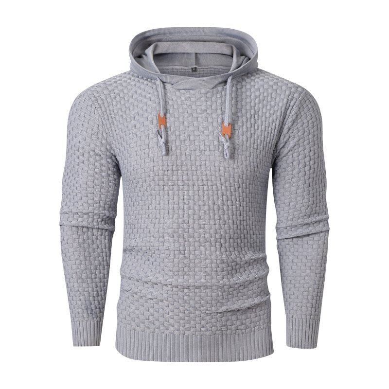 Men's Hoodie with Textured Pattern and Hood 