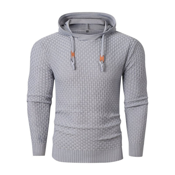Men's Hoodie with Textured Pattern and Hood 