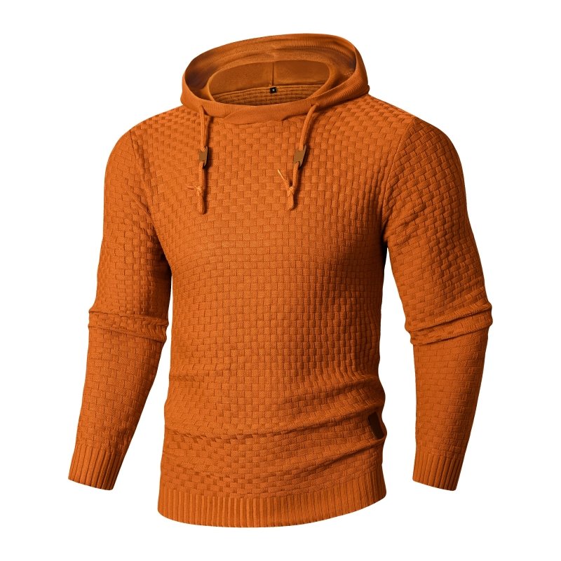 Men's Hoodie with Textured Pattern and Hood 