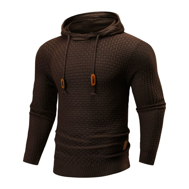 Men's Hoodie with Textured Pattern and Hood 