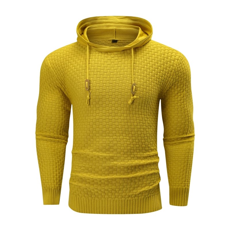 Men's Hoodie with Textured Pattern and Hood 