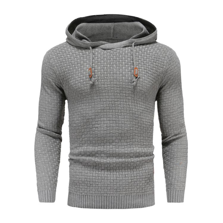 Men's Hoodie with Textured Pattern and Hood 