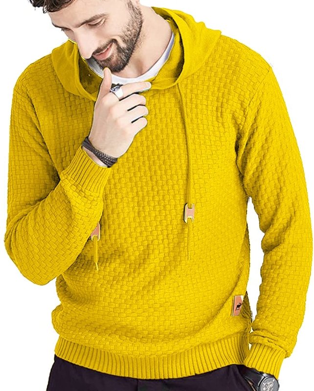 Men's Hoodie with Textured Pattern and Hood 