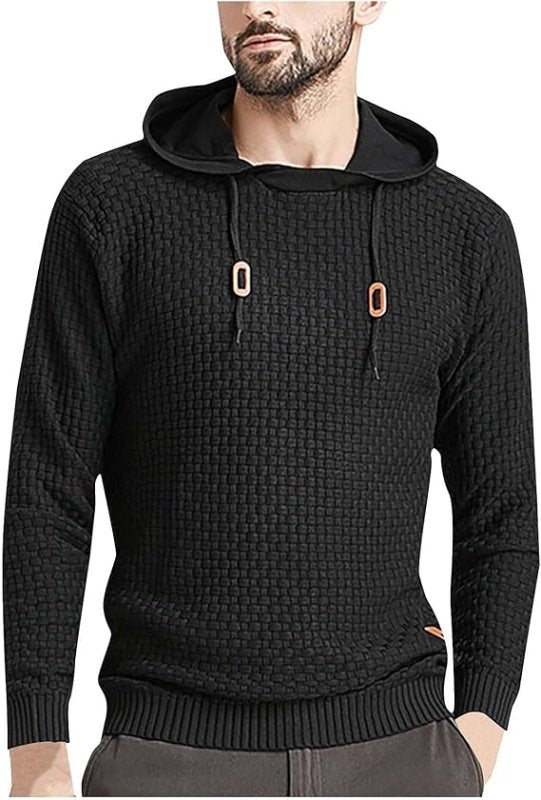 Men's Hoodie with Textured Pattern and Hood 