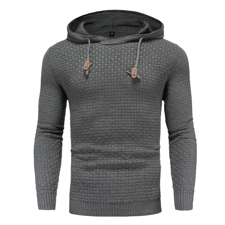Men's Hoodie with Textured Pattern and Hood 