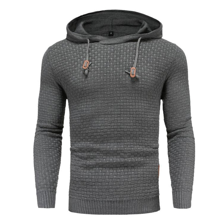 Men's Hoodie with Textured Pattern and Hood 