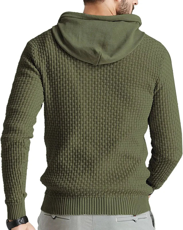 Men's Hoodie with Textured Pattern and Hood 