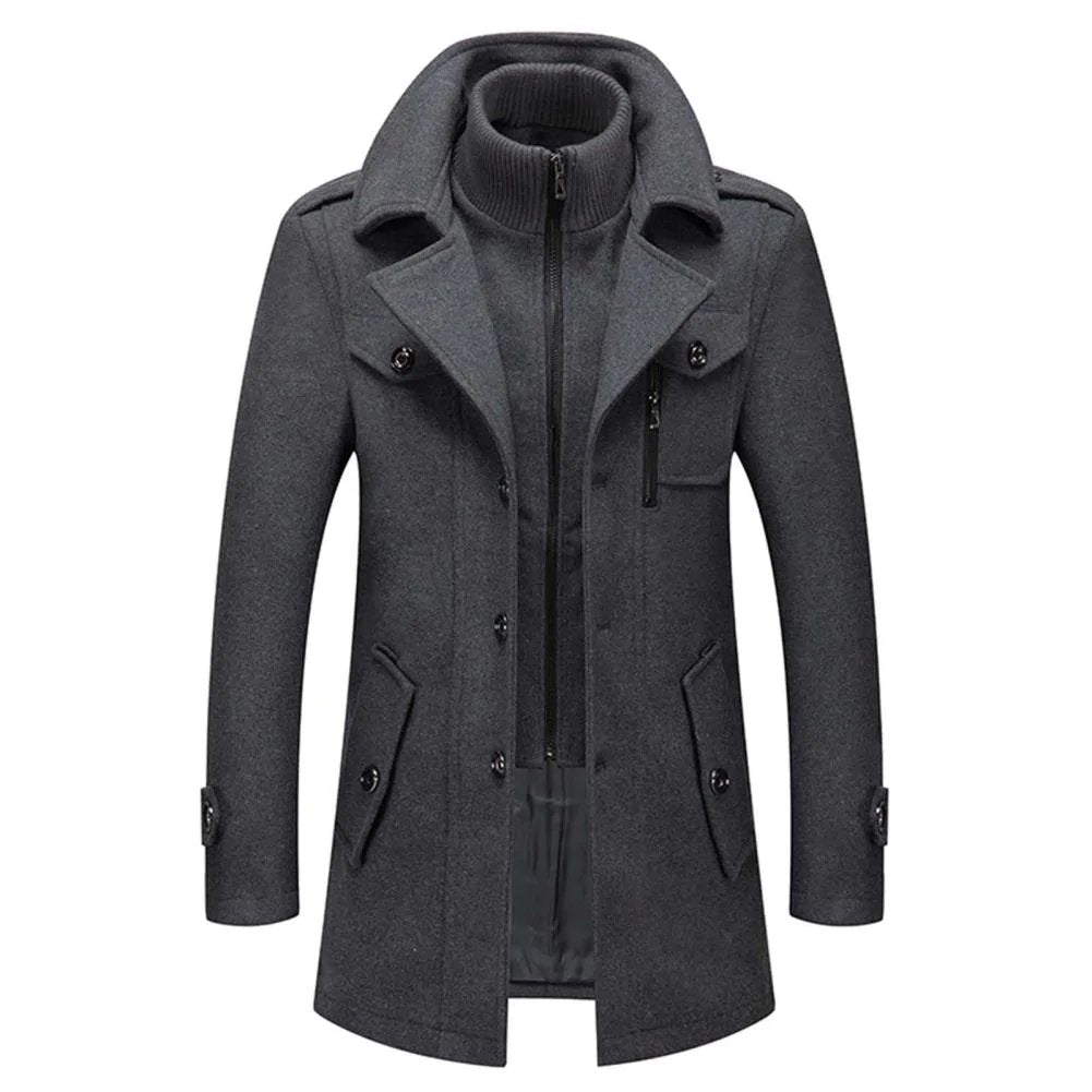Men's Double Coat with Classic Design 