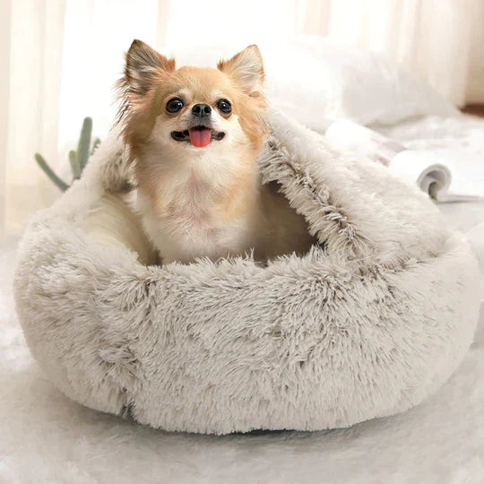Cozy dog ​​bed in a round design