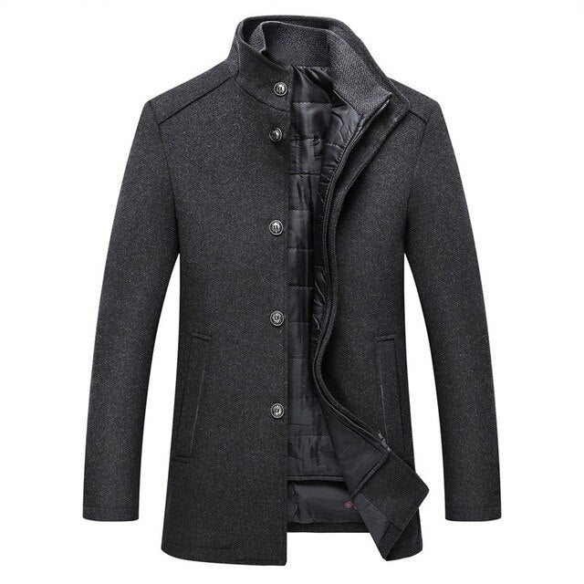 Men's quilted coat with high collar
