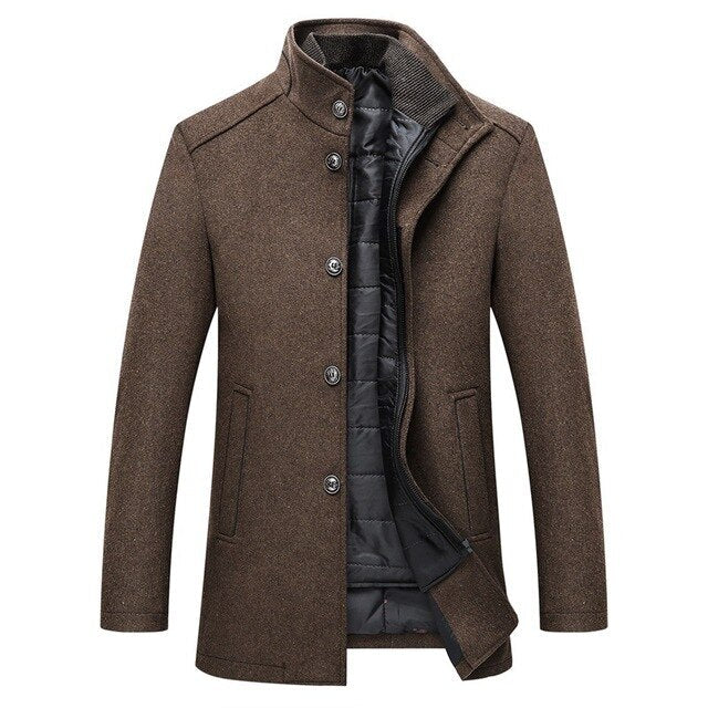 Men's quilted coat with high collar