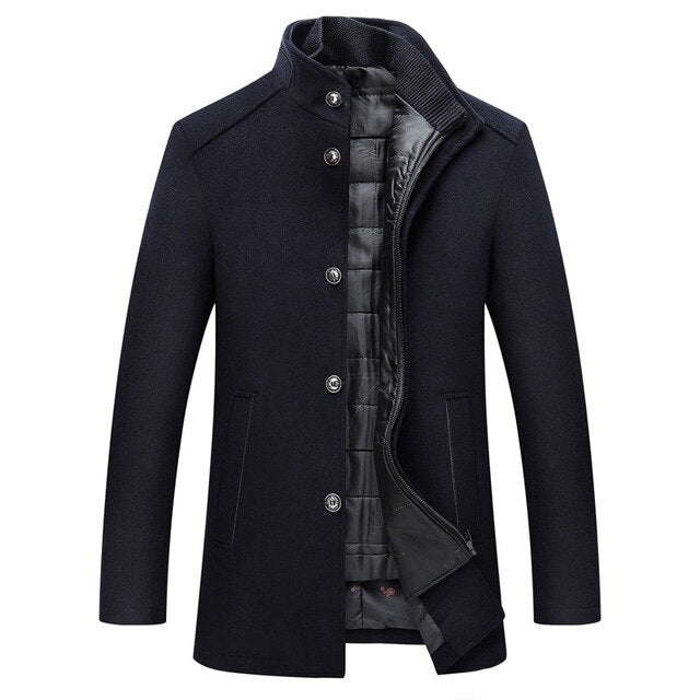 Men's quilted coat with high collar