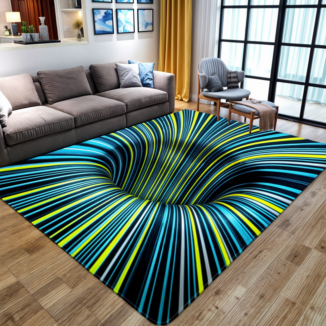 Geometric illusion mat with 3D effect – non-slip and decorative